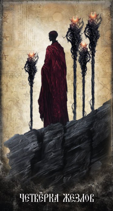 Карта Таро Четвёрка Жезлов