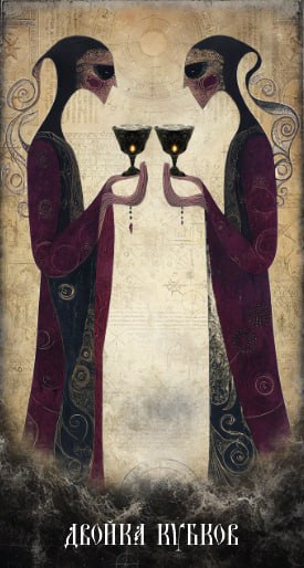 Карта Таро Двойка Кубков