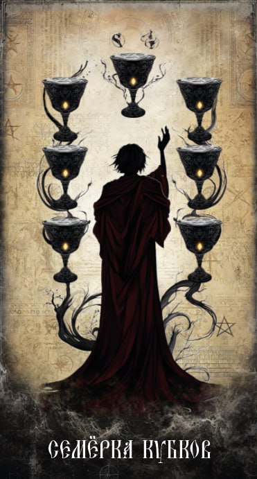 Карта Таро Семёрка Кубков