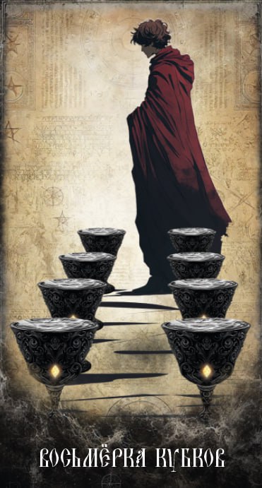 Карта Таро Восьмёрка Кубков