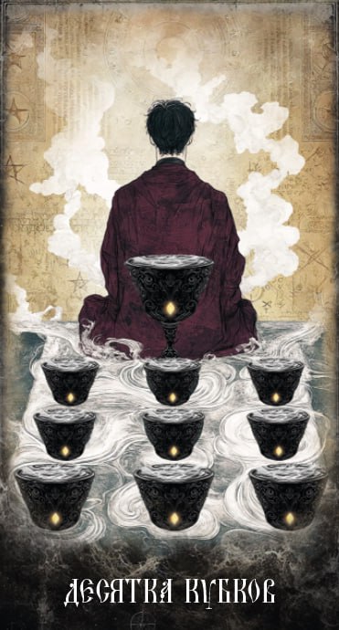 Карта Таро Девятка Кубков