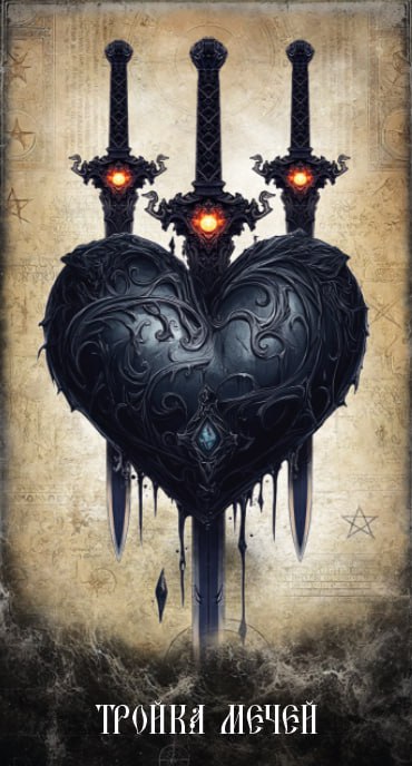 Карта Таро Тройка Мечей