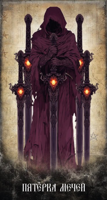 Карта Таро Пятёрка Мечей