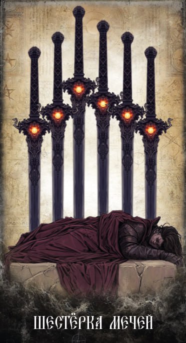 Карта Таро Шестёрка Мечей