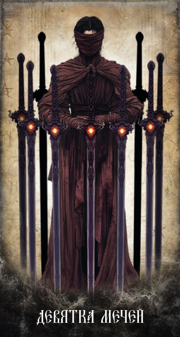 Карта Таро Девятка Мечей