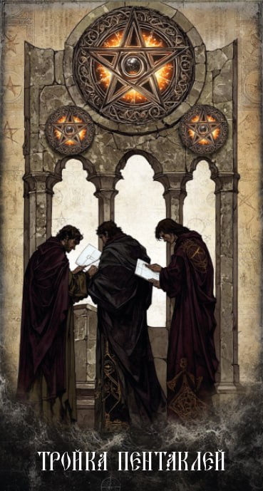 Карта Таро Тройка Пентаклей