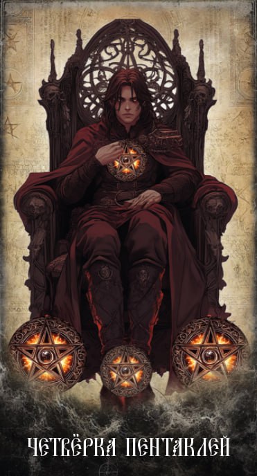 Карта Таро Четвёрка Пентаклей