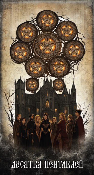 Карта Таро Десятка Пентаклей